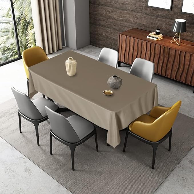 Fitable Rectangle Tablecloth Stain and Wrinkle Resistant Washable Polyester Table Cloth for Buffet Parties and Camping (60x120 inch, Taupe)