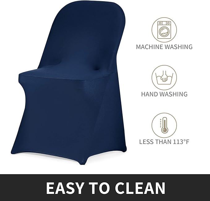 Dining Chair Slipcovers in Navy Stretch Spandex, 25 Pack