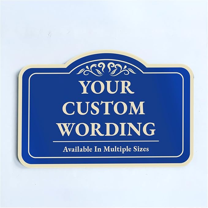 Custom Decorative Outdoor Metal Sign, Personalized Aluminum, Customized Driveway Sign, Waterproof Made In USA, Design 1 Blue Steel 12x8 In