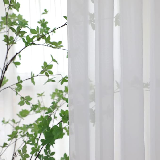 Window Ivory Sheer Curtains 145 Inches Long 2 Panels Sheer Curtain Basic Rod Pocket Panel for Bedroom Children Living Room Yard Kitchen (Ivory, 52" W x 145" L | 2 pcs)
