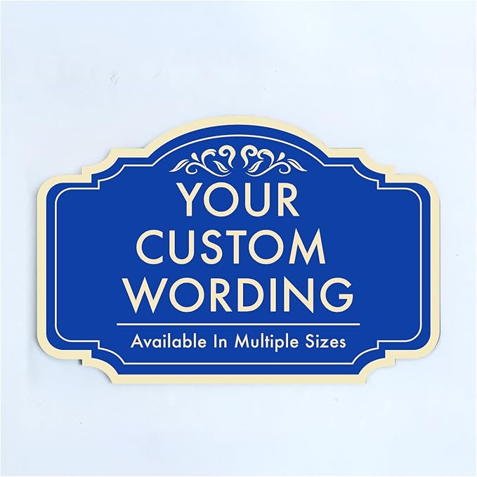 Personalized Custom Decorative Outdoor Metal Signs, Aluminum, Waterproof, Design 2 Blue Steel 10x7 In