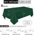 Tablecloth 60 X 102 Inch Rectangular Tablecloths, 8 Pack – Dark Green