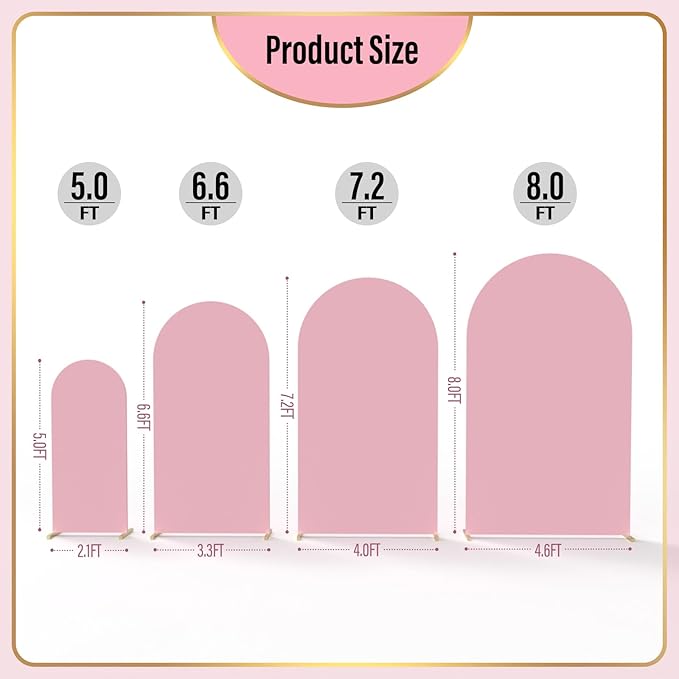 LEBENGURU Upgraded 6FT Wedding Arch Cover, Dusty Pink Spandex Fitted Arch Backdrop Cover, Round Top Chiara Stand Covers for Birthday Party Baby Shower Banquet Balloon Décor