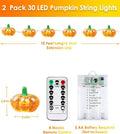 60LED Thanksgiving Decoration 3D Pumpkin String Lights Battery, 2 Pack