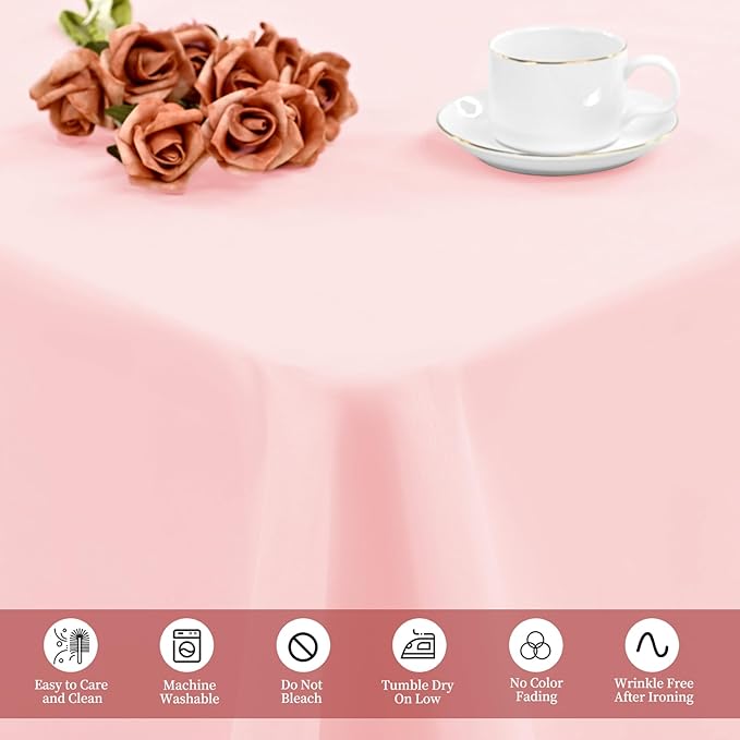 12 Pack Pink Tablecloths for Rectangle Tables 60 x 102 Inch Pink Polyester Tablecloth 6 Foot Rectangle Table Cloth Washable Fabric Table Cover for Party Wedding Banquet Restaurant Events