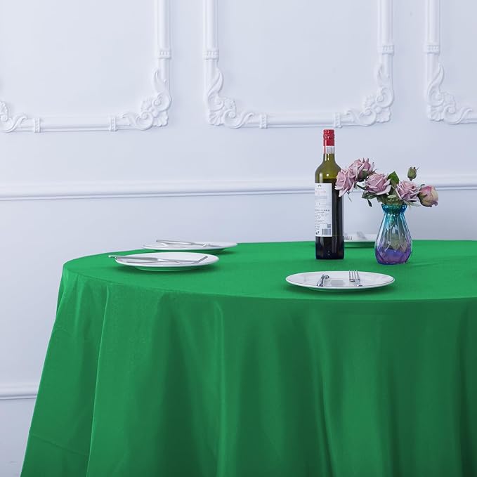 Ascoza 2pack 90 Inch Emerald Round Tablecloth in Washable Polyester Fabric for Wedding/Banquet/Restaurant/Parties