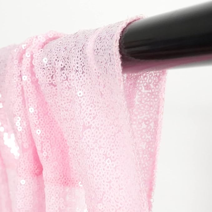Poise3EHome Pink Sequin Backdrop,8FT x 10FT Sequin Photography Backdrop Curtain for Party Decoration