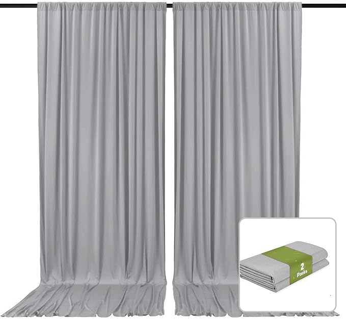 2 Panels Dark Gray Backdrop Curtain, 10 x 7 Feet Background Curtains for Parties, Weddings, Baby Showers, Bachelorette Halloween, Christmas Birthday Party Photoshoot Backdrop Curtains Decorations