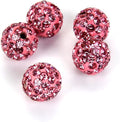 100pcs Adabele Grade A Suncatcher Crystal Rhinestone Pave Loose Beads 10mm Rose Pink Polymer Clay Disco Ball Spacers Compatible with Shamballa All Craft Jewelry Making DB10-3