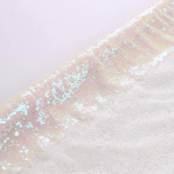 Eternal Beauty White Iridescent Sequin Backdrop, 10x10 Ft Glitter Background Curtains for Shimmer Photography Party Wedding Birthday Back Drop Decor