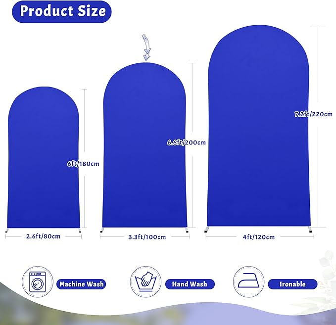 6FT Royal Blue Arch Backdrop Cover - Spandex Fitted Wedding Arch Stand Covers Round Top Chiara Arch Backdrop Cover for Birthday Party Banquet Photo Background Decoration