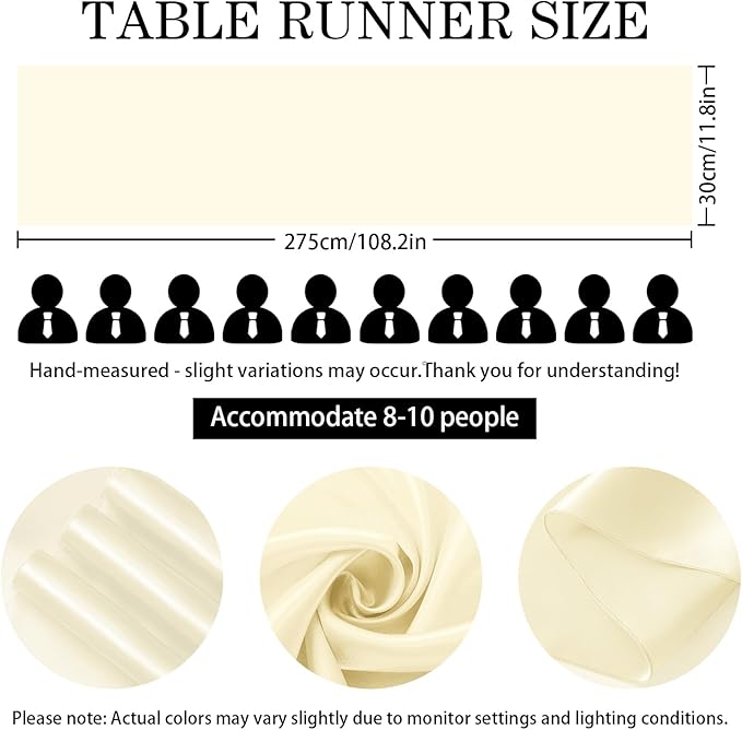 SHEJIZE 20 Pack White Satin Table Runner 12x108 Inches Long, Bright Silky Smooth Satin Table Runner Table Decor for Wedding Banquet Christmas Prom Event Birthday Party