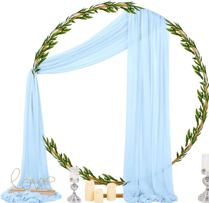 Outdoor Curtains: Blue Sheer Chiffon Arch Drapes, 2 Panels at 29 in x 20 ft
