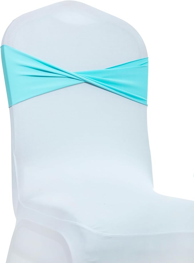 Dining Chair Slipcovers, 125 Pack Aqua Spandex Bow Sashes