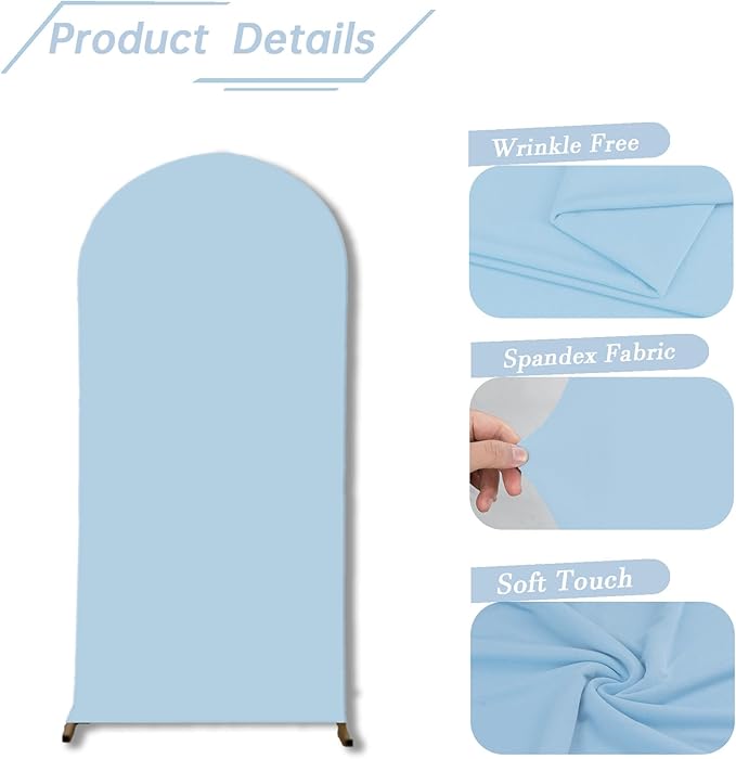 bricia Wedding Arch Backdrop Stand Cover, 6.6FT Double Sided Stretchy Arch Cover Fitted Wedding Birthday Party Banquet Decoration (Bluemist 79.2''Lx39.6''W)