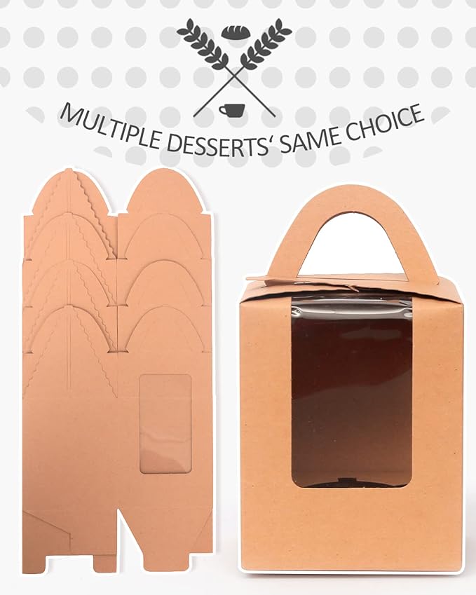 Cupcake Carriers: 100 Brown Kraft Boxes with 105 Inserts, 3.7 x 4.5 Inch