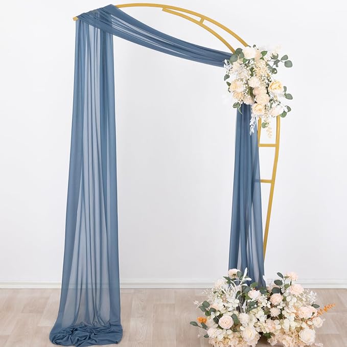 Outdoor Curtains: Dusty Blue Sheer Chiffon Arch Drapes, 4 Panels 29 x 20 Ft