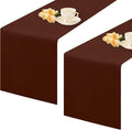 2 Pack Chocolate Table Runner 12 x 90 Inch Solid Color Farmhouse Runners Coffee Table Dresser for Daily Party Home Decoration