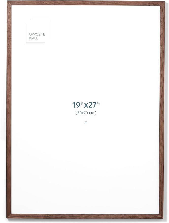 Opposite Wall - 50x70 cm - Dark Oak Wood Picture Frame - Lightweight, Versatile & Shatterproof - Wall Hanging Photo or Poster Frame - Wall Decor for Office, Gallery & Home, 19 3/4 x 27 1/2 in
