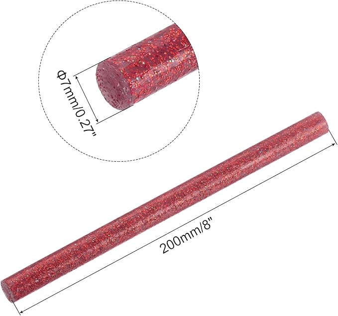 uxcell 20pcs Hot Glue Sticks for Glue Gun 7mm/0.27-inch x 8-inch Mini Hot Melt Adhesive Glue Stick Glitter Red