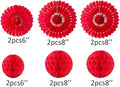 6'' 8'' Honeycomb Balls Tissue Paper Fans Party Honeycomb, 12pcs – Red