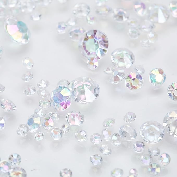 Vase Fillers for Centerpieces Home Deco,8700 Pieces Iridescent Diamond Table Confetti,Fake Plastic Gems for Bridal Shower,Wedding & Party Decorations