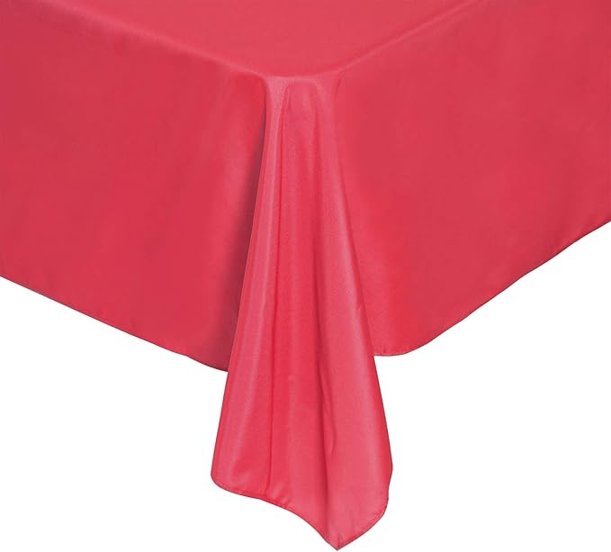 Rectangle Tablecloth 90x132 inch Washable Polyester Fabric Table Cloth for Wedding Party Dining Banquet Decoration（90x132, Red）