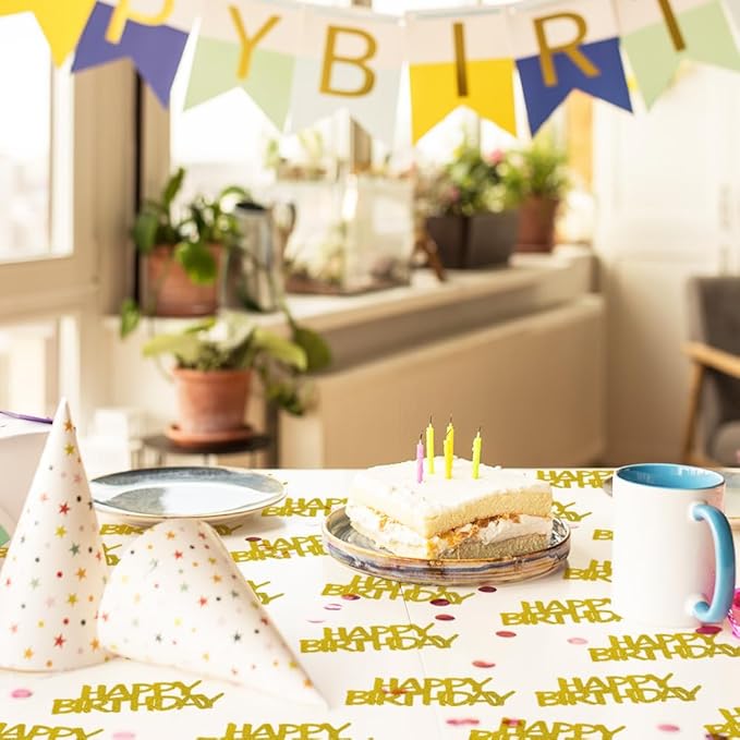 Gold Happy Birthday Confetti For Table - Paper Birthday Party Decorations For Men Women Boys Girls, Table Sprinkling Scatter Decoration Party Supplies