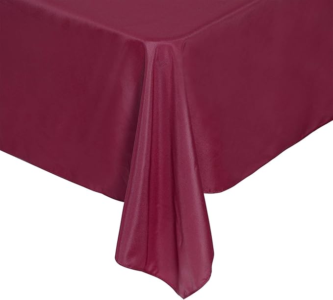 Rectangle Tablecloth 90x156 inch Washable Polyester Fabric Table Cloth for Wedding Party Dining Banquet Decoration（90x156, Burgundy）