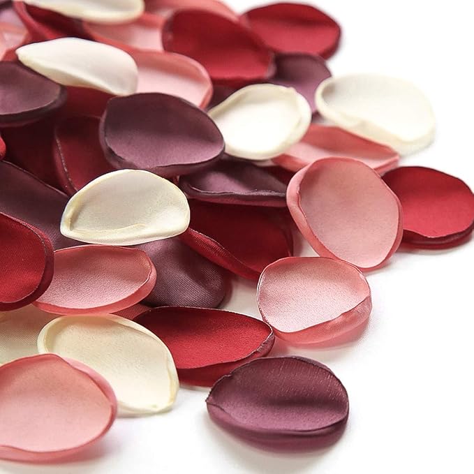 Confetti Rose Petals, 500 Maroon Satin Petals for Weddings & Parties