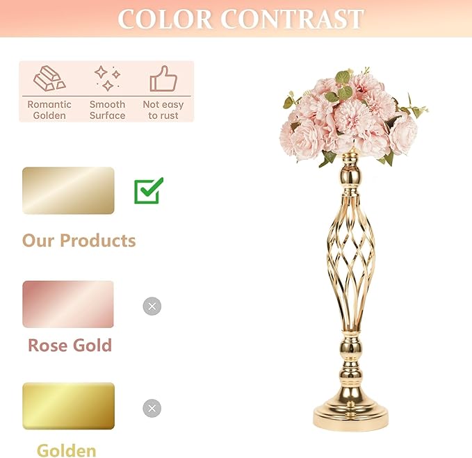 Candlestick Holders Set of 10 Gold Metal Wedding Table Centerpieces