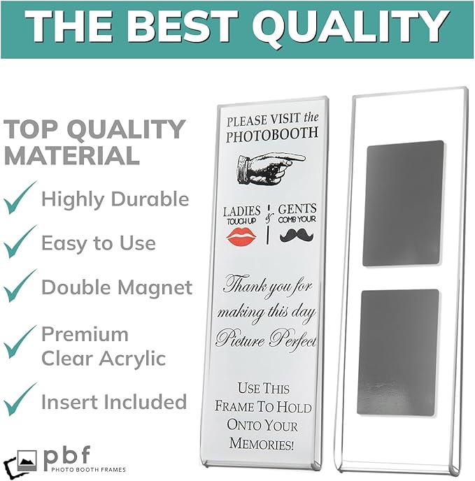 Photo Booth Frames - 2x6 Inch Clear Acrylic Magnetic Picture Frame for Refrigerator, Office Cabinet, Locker, or Dishwasher - 12 Count