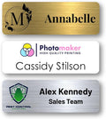 Custom Name Tags - Full Color Logo Name Tags - Scratch Resistant Metal Front & Hard Plastic Back (1.25 x 3 Inch, White)