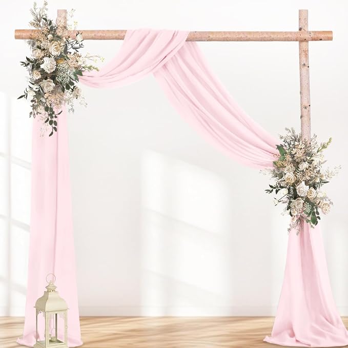 Blush Pink 2 Panels Wedding Arch Draping Fabric 29" x 20Ft Sheer Drapes Outdoor Curtain for Wedding Party Baby Bridal Shower Arch Ceiling Backdrop Decor