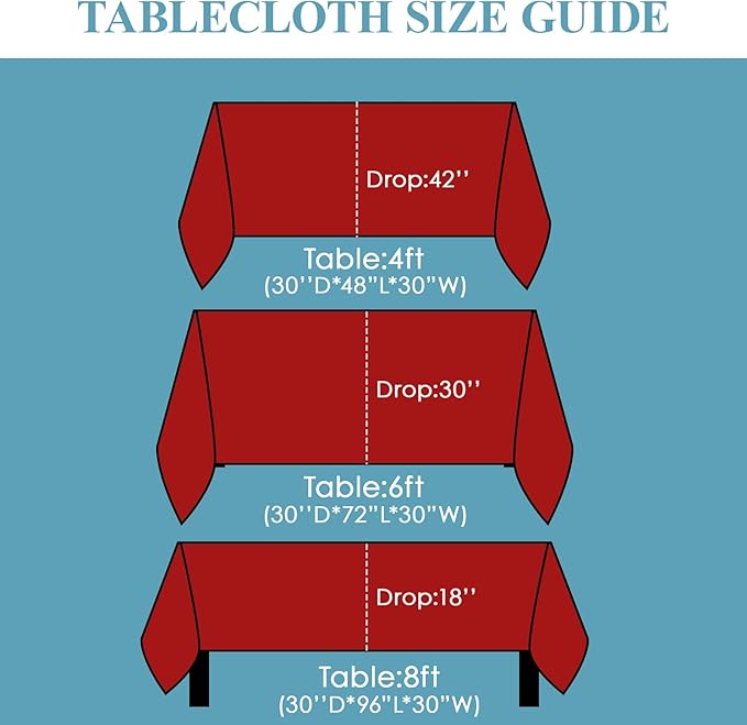 VidaFete 2 Pack 90 * 132inch Rectangle Table Cloth Polyester, Stain Wrinkle Resistant Polyester Dining Table Cover for Kitchen Dinning Party Wedding Rectangular Table Buffet Decoration(Red)