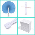 12 Packs Decorative Paper Folding Hand Fans Handheld, Blue Round