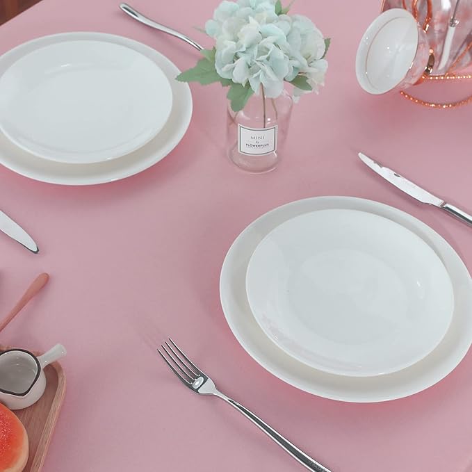 Fitable Rectangle Tablecloth Stain and Wrinkle Resistant Washable Polyester Table Cloth for Buffet Parties and Camping (54x78 inch, Pink)