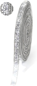 Rhinestone Ribbon 6 Yards Self Adhesive Rhinestone Strips Diamond Ribbon Sticker Crystal Roll Glitter Bling Rhinestones Tape for Crafting DIY Art Decoration (Silver,0.4 Inch)