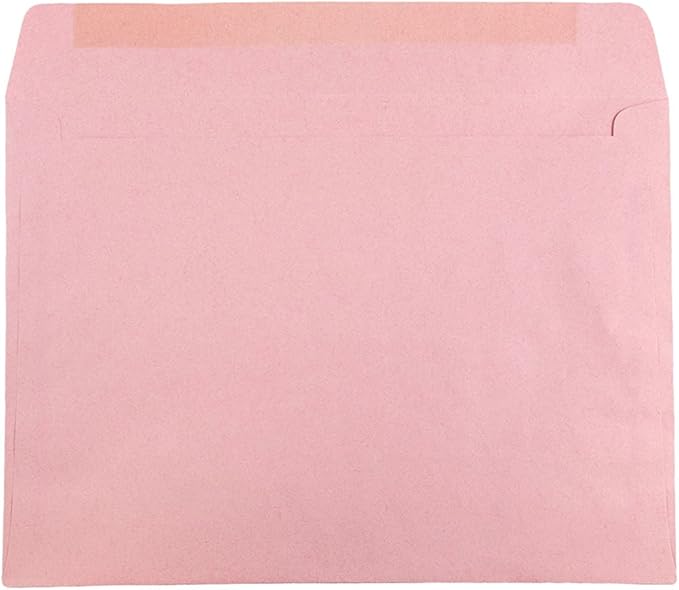 JAM PAPER 9 x 12 Booklet Premium Envelopes - Baby Pink Pastel - Bulk 250/Box
