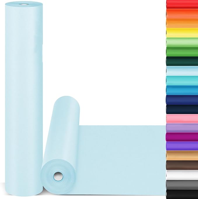 Wrapping Paper, 15"x900" Light Blue Bulletin Board Construction Art Coloring Decorative Craft Paper Roll, Perfect for Easter, Father’s Day, Birthday, Baby Shower, Wedding, Bouquet Flower Gift Wrap