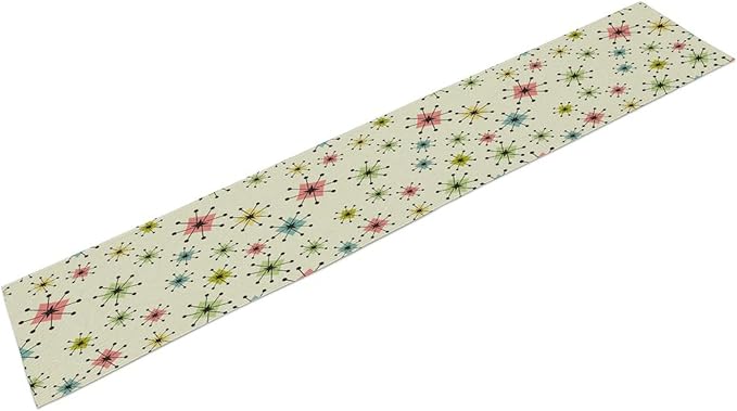 Mid Century Table Runner, Flag Retro Atomic Starburst 1950s Abstract Geometric Space Tabletop Decoration for Home Kitchen Restaurant Table Flag 13x90 Inch