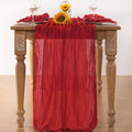 Cheesecloth Table Runner Fall Table Runners Boho Gauze, 4 Pack – Red