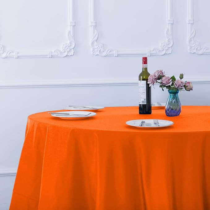 Ascoza 2pack 90 Inch Orange Round Tablecloth in Washable Polyester Fabric for Wedding/Banquet/Restaurant/Parties