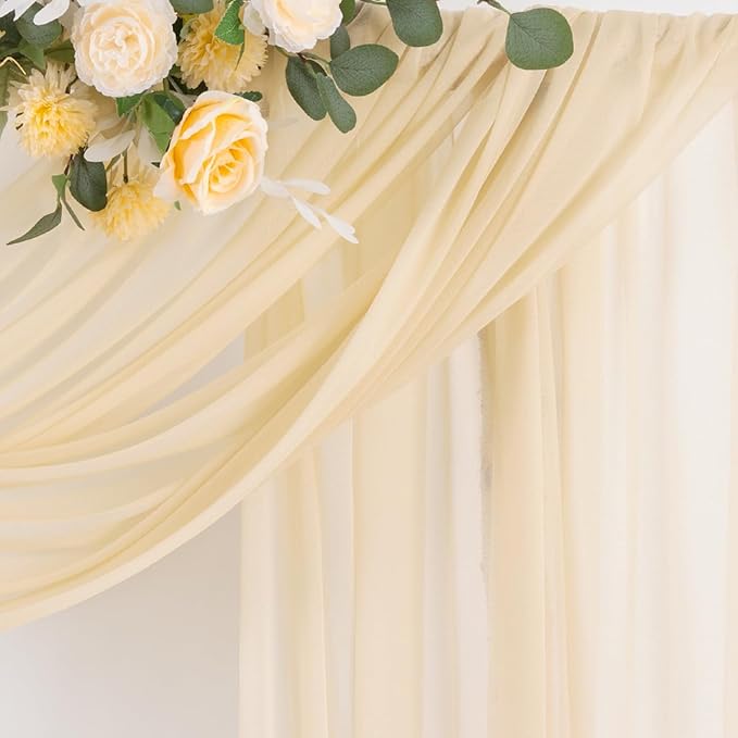 Champagne Wedding Arch Draping Fabric 1 Panel 29" × 20FT Sheer Drapes Outdoor Curtain for Wedding Ceremony Baby Bridal Shower Arch Ceiling Backdrop Decor