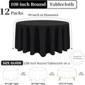 Round Tablecloth 108 Inch Black Table Cloth Stain, 12 Pack – Black