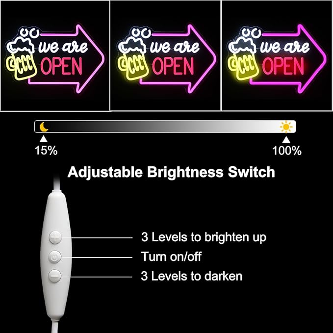 We Are Open Bar Neon Sign Beer Neon Lights Open with Arrow LED Signs for Wall Dimmable Bar Neon Light Up Sign for Man Cave Pub Restaurant Tavern Hotel Business Shop Decor 16.5 x 11.8 Inch