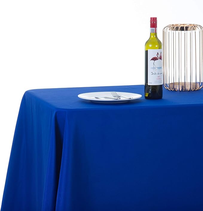 Ascoza 2pack 90x132 Inch Royal Blue Rectangular Tablecloth 8 Feet Table Cloth in Polyester Fabric for Wedding/Banquet/Restaurant/Parties