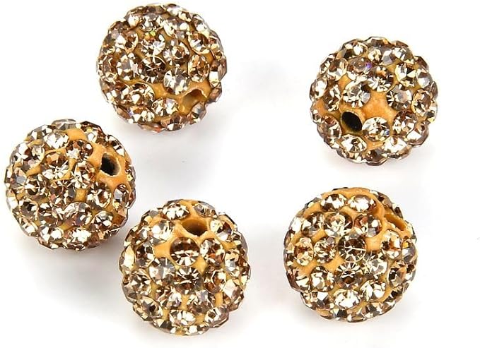 50pcs Adabele Grade A Suncatcher Crystal Rhinestone Pave Loose Beads 8mm Crystal Golden Shadow Polymer Clay Disco Ball Spacers Compatible with Shamballa All Craft Jewelry Making DB8-28