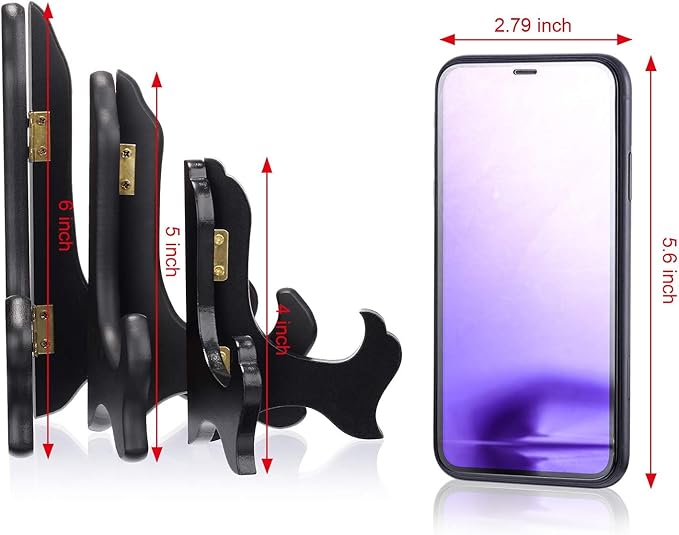 Tatuo 4 Packs Wooden Display Stand Decorative Plate Stands for Display Picture Frame Holder Easels