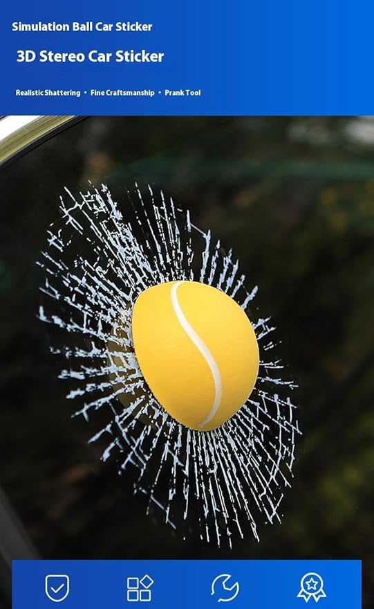 Car 3D elf Ball car Sticker, car Window Funny Creative Decorative Sticker(18cmx18cmx3cm) (White Baseball)